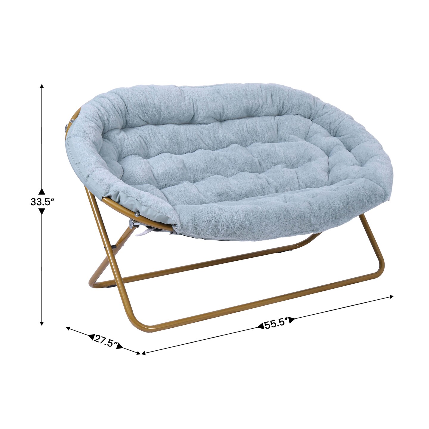 Emma and Oliver Janey Folding Double Saucer Chair with Steel Frame for Dorm, Living Room, or Bedroom