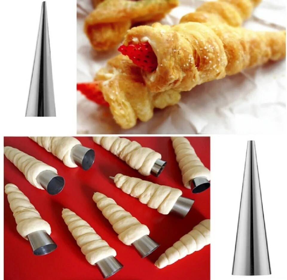 12 Pcs Stainless Steel Pastry Molds Set - Cream Horn &#x26; Cannoli Tubes for Baking