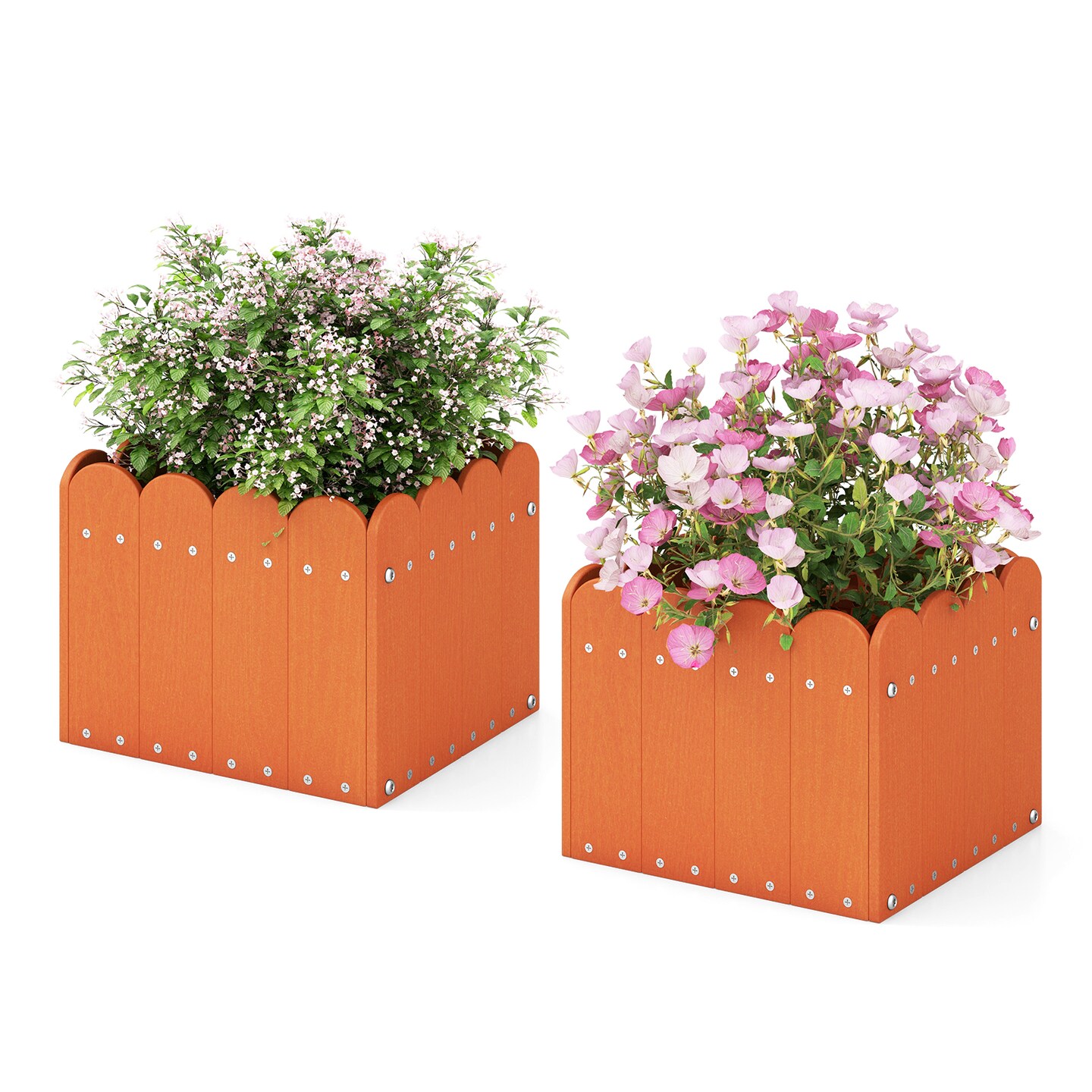 2 Pack Square Planter Box With Drainage Gaps For For Front Porch Garden Balcony