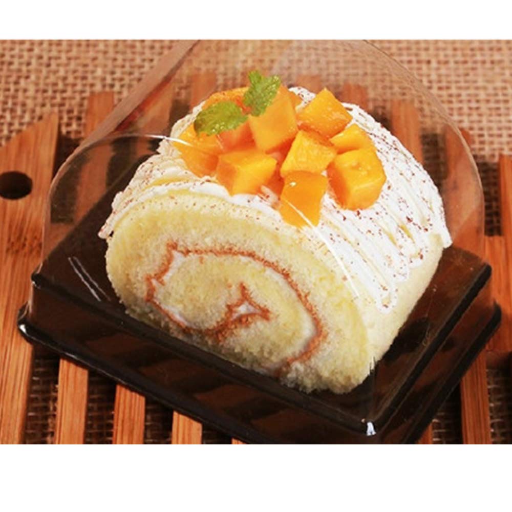 50 Pieces Roll Cake Box Set Single Personal Swiss Roll Container with Clear Dome Plastic Muffin Cheese Pastry Dessert Sushi Fruits Display Food Storage Holder(3.15"x2.17"x2.75")