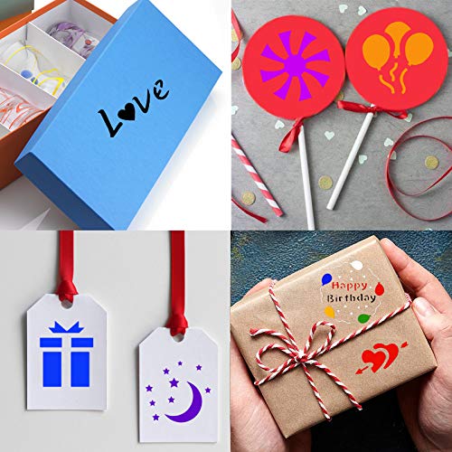 50 Pieces Cake Stencil Templates Decoration, Reusable Cake Cookies Baking Painting Journal Mold Tools, Dessert, Coffee Decorating Molds Cappuccino Mousse Hot Chocolate for DIY Craft Decor