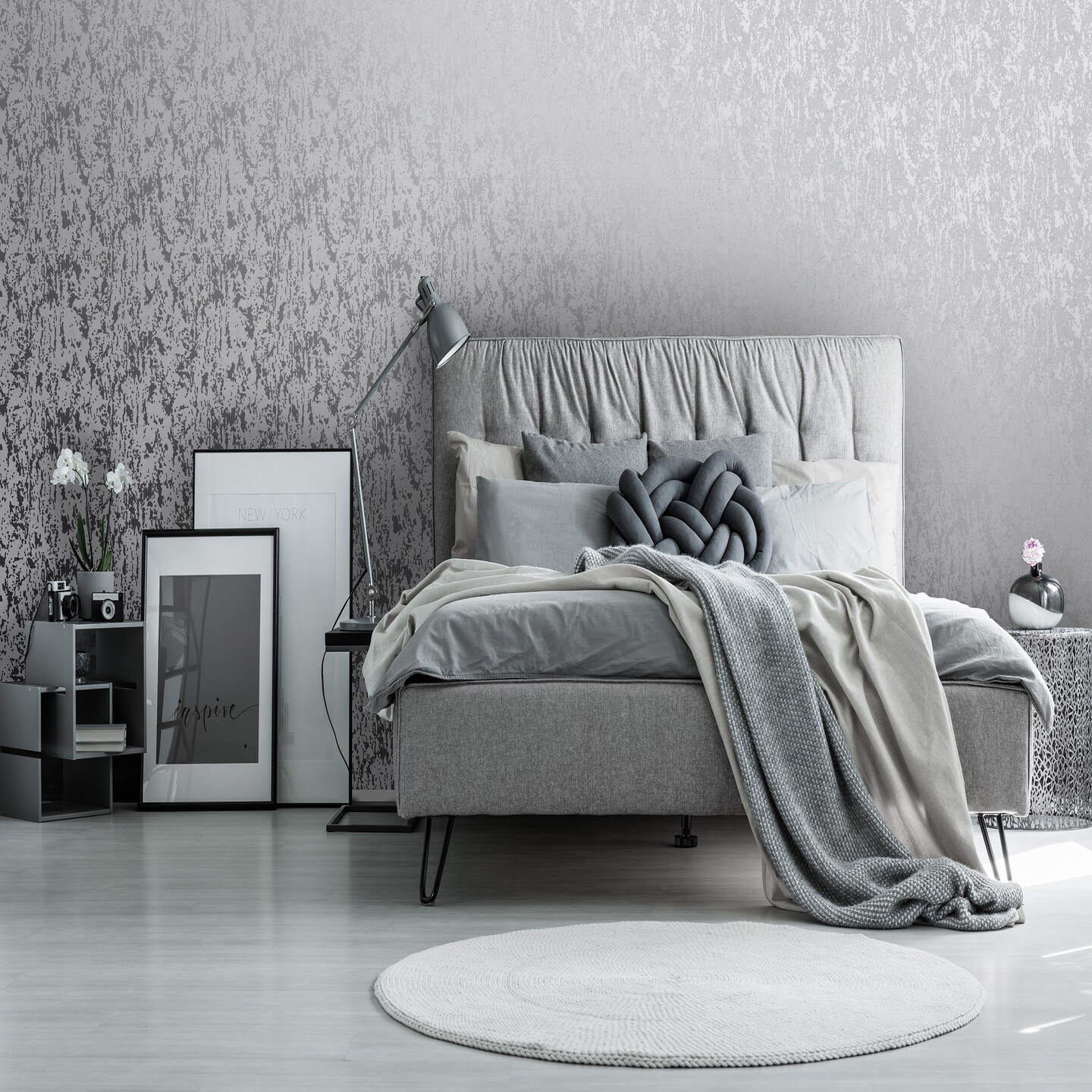 Milan Texture Silver and Grey Wallpaper