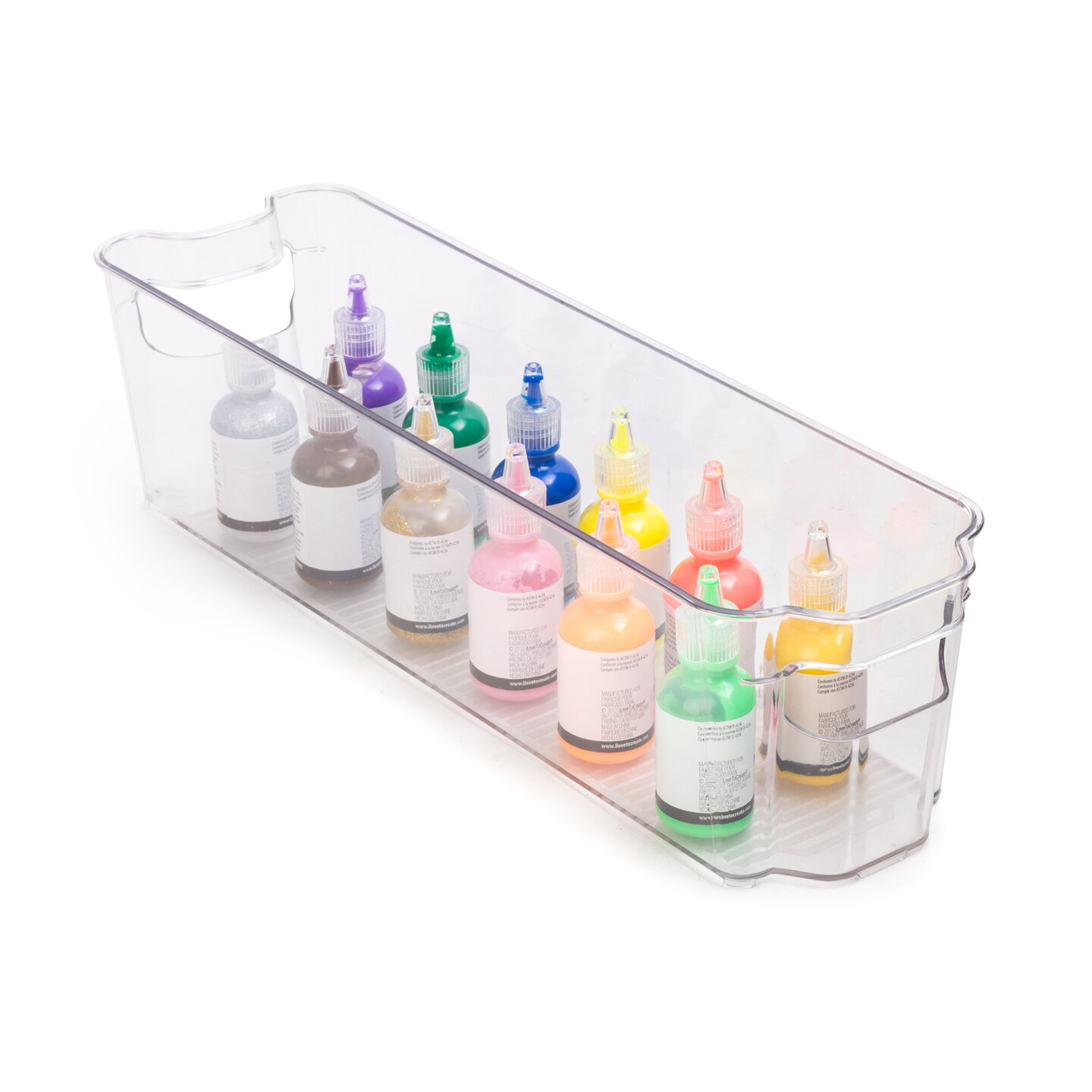 Smart Design Stackable Set of 4 Refrigerator Bins with Handle - 4 x 15 Inch - Clear