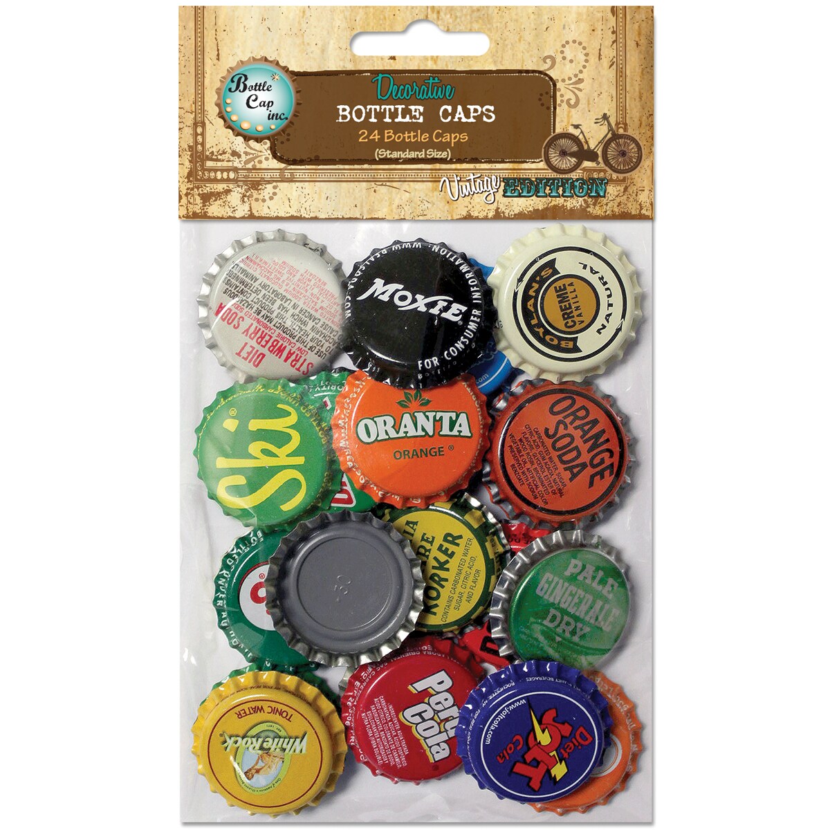 Bottle Cap Inc. Decorative Standard Size Bottle Caps 24/Pkg-Vintage Edition