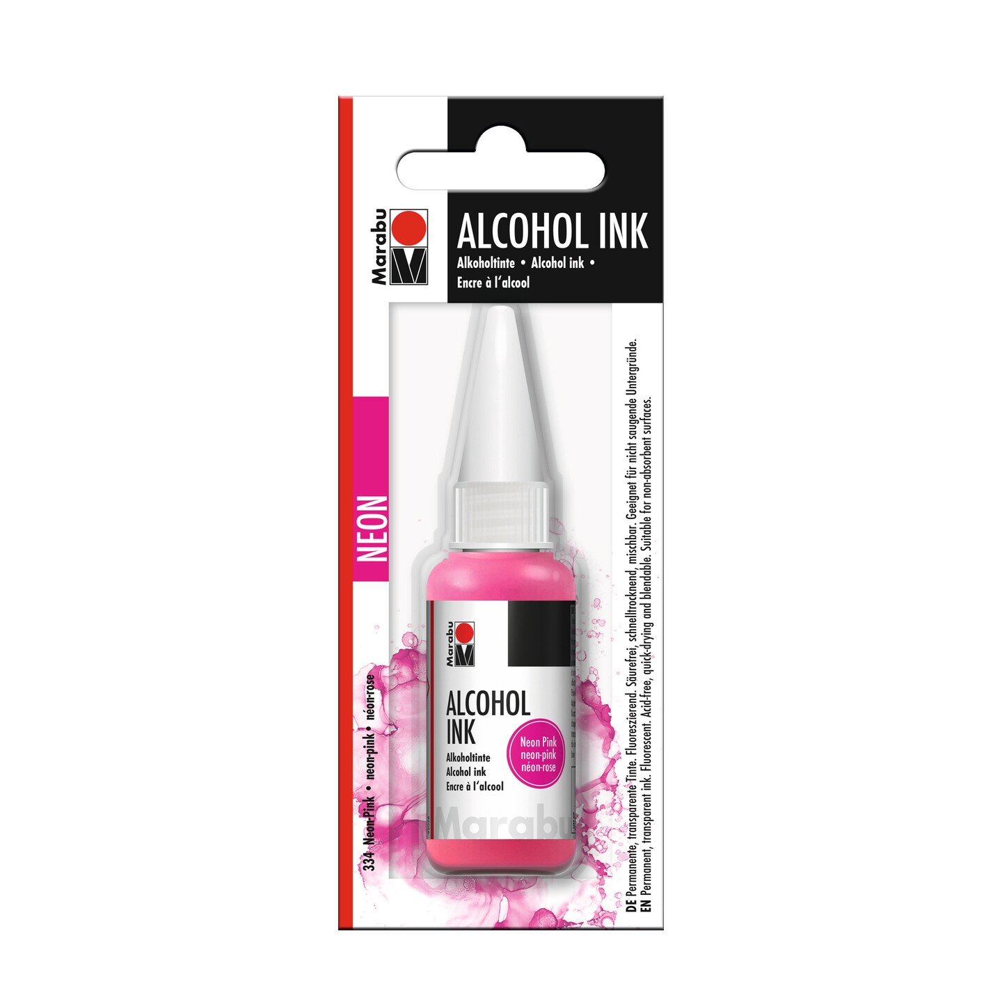 Marabu Alcohol Ink, Carded, 20ml, Neon Pink