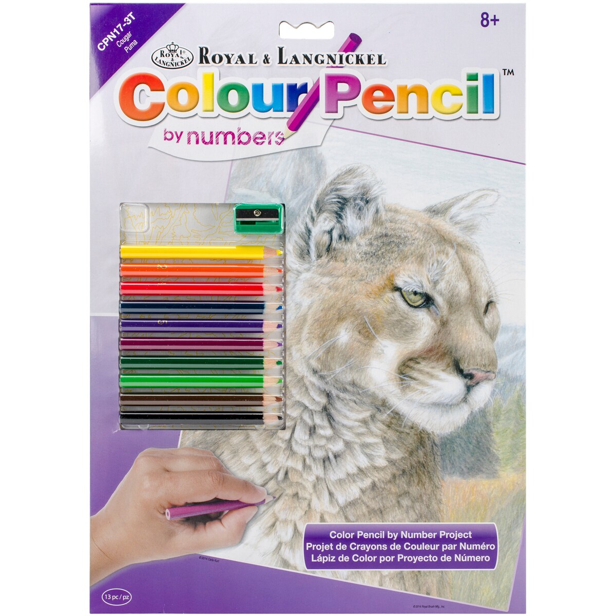 Royal &#x26; Langnickel Color Pencil By Number Kit 8.75&#x22;X11.75&#x22;-Cougar