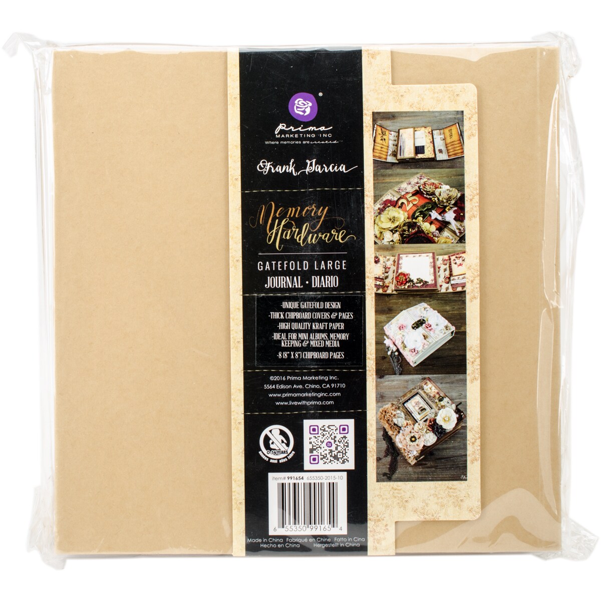 Prima Memory Hardware Chipboard Album 8.5&#x22;X8&#x22;-Kraft Gatefold W/8 Pages