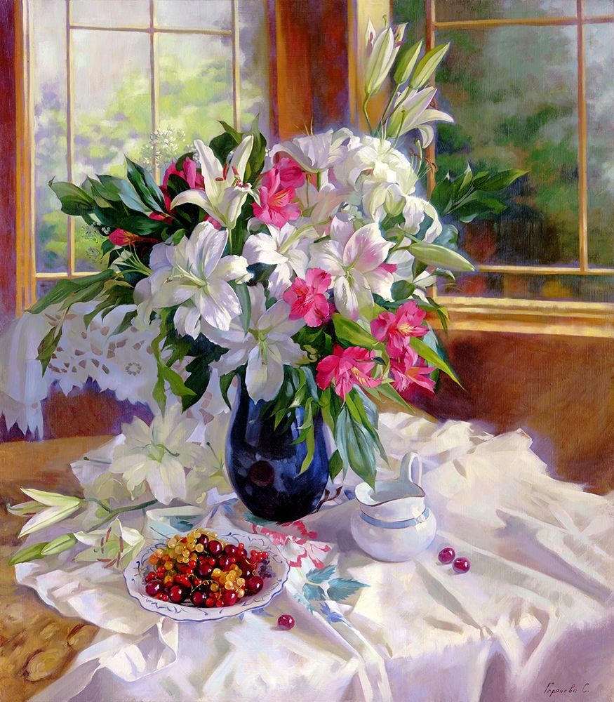 Lilies on the terrace Poster Print by Svetlana Goryacheva - Item # VARPDXGS6