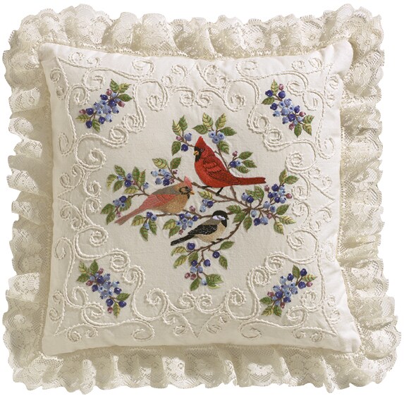 Janlynn Candlewicking Embroidery Kit 14&#x22;X14&#x22;-Birds &#x26; Berries-Stitched In Thread