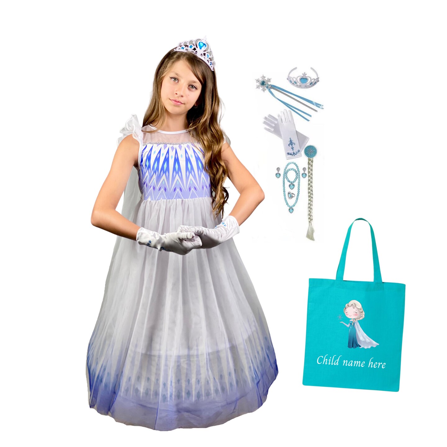 Elsa dress, accessories and tote bag, Elsa Frozen 2 dress, Frozen dress ...