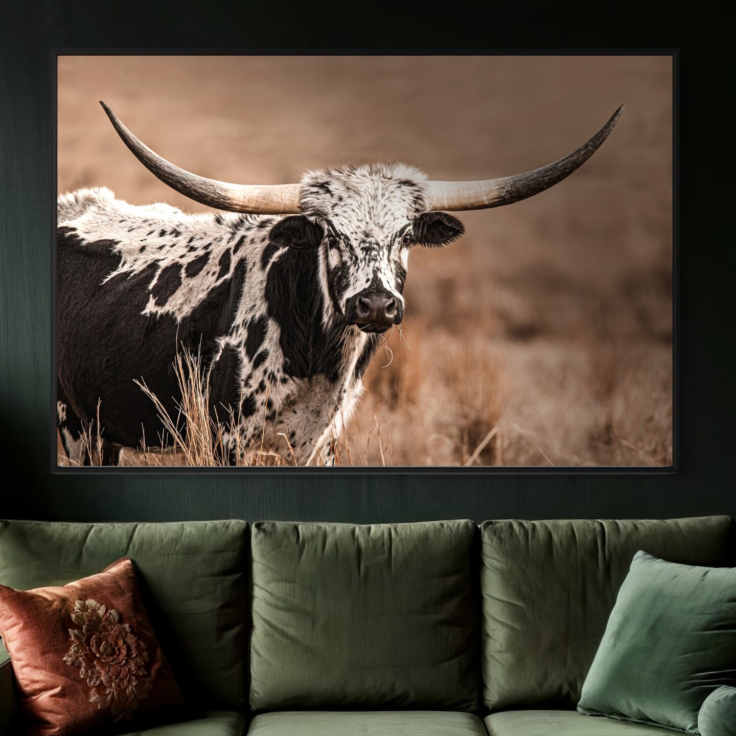 Large Wall Art - Longhorn Cow Photo Print - Canvas For Western Decor ...