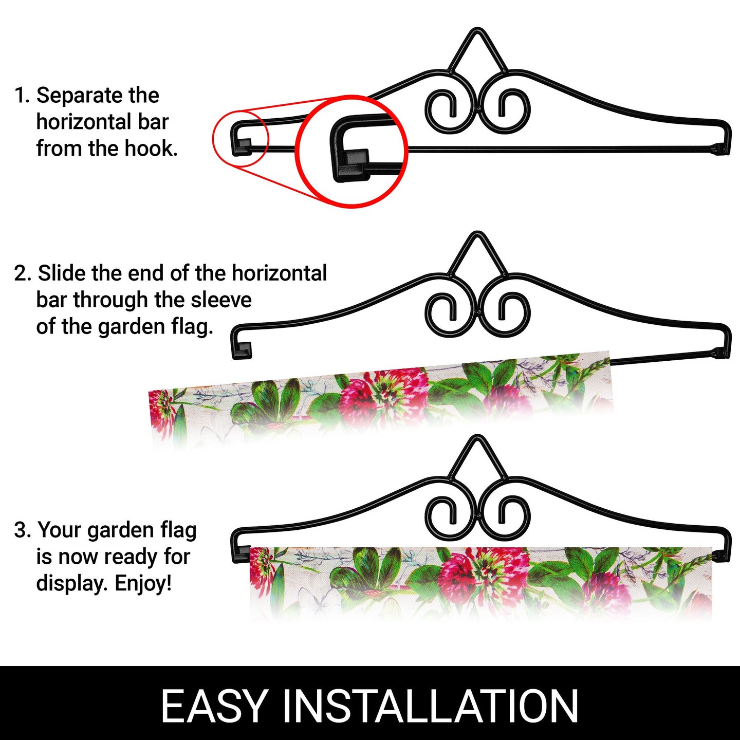 G128 Combo Pack Garden Flag Hanger 14IN & Garden Flag Happy St. Patrick's Day Gnome Leprechaun 12x18IN Printed Double Sided Blockout Fabric