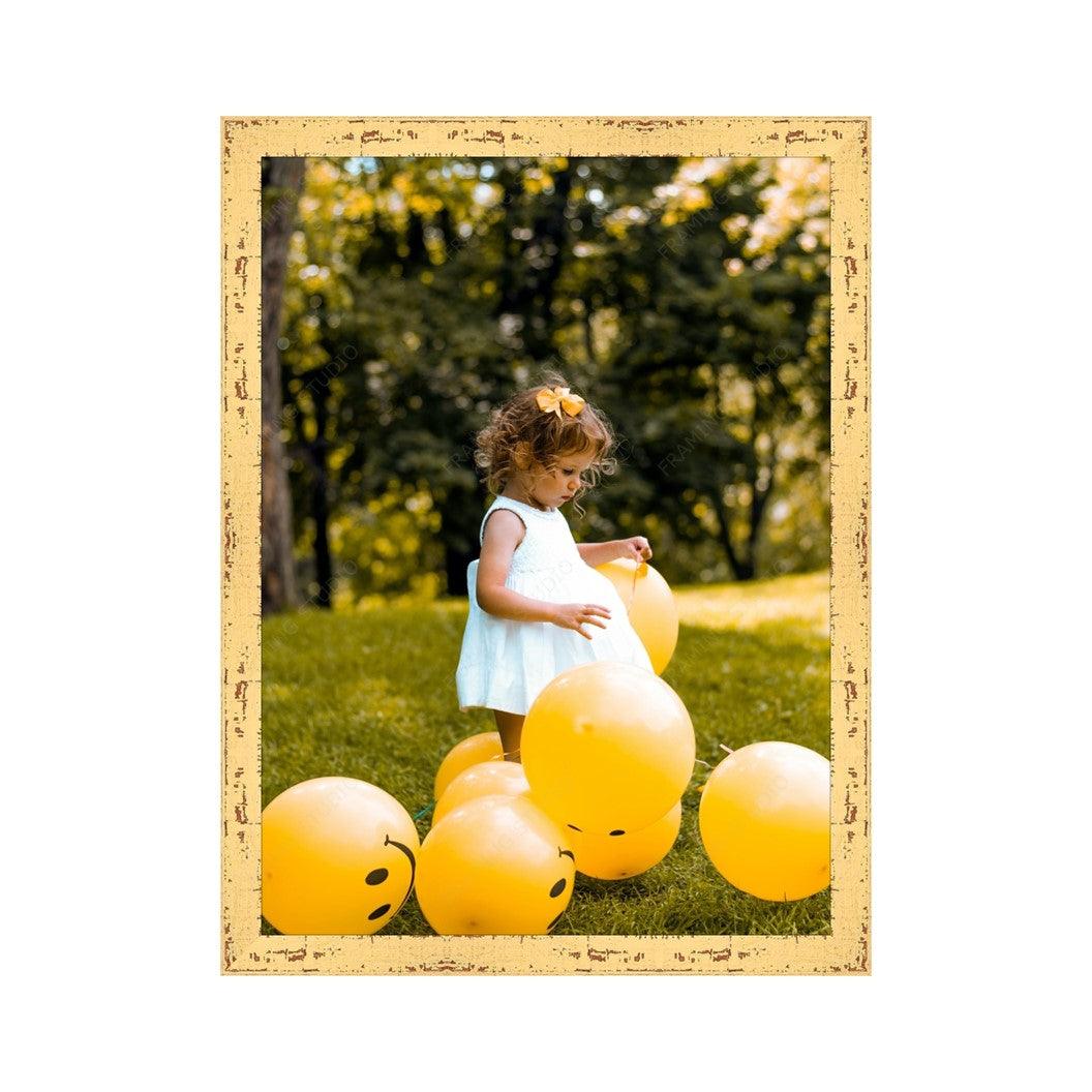 Yellow Barnwood Picture Frame Distressed Rustic - Custom Framing