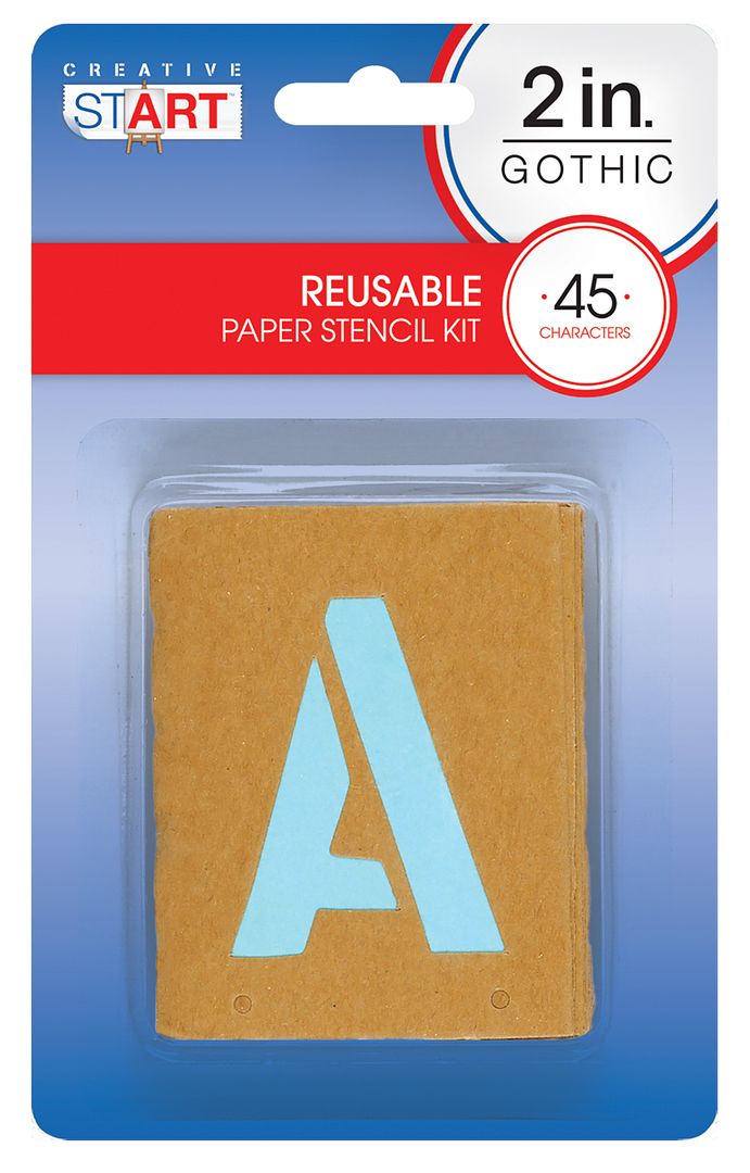 Creative Start Reusable Cardstock Paper Stencil Kit, Gothic Font, 2", 45 Characters
