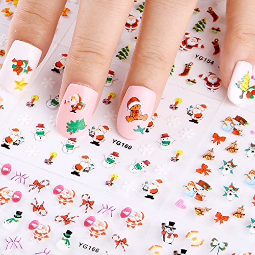 Wrapables 24 Sheets Falala Christmas Nail Stickers Holiday Nails Set Nail Art Sheets