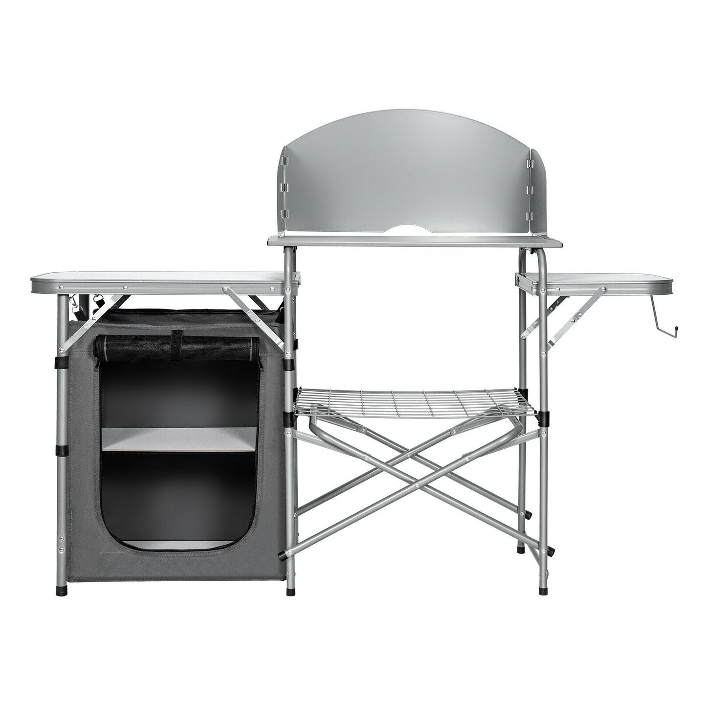 Fold-able Outdoor BBQ Portable Grilling Table With Windscreen Bag