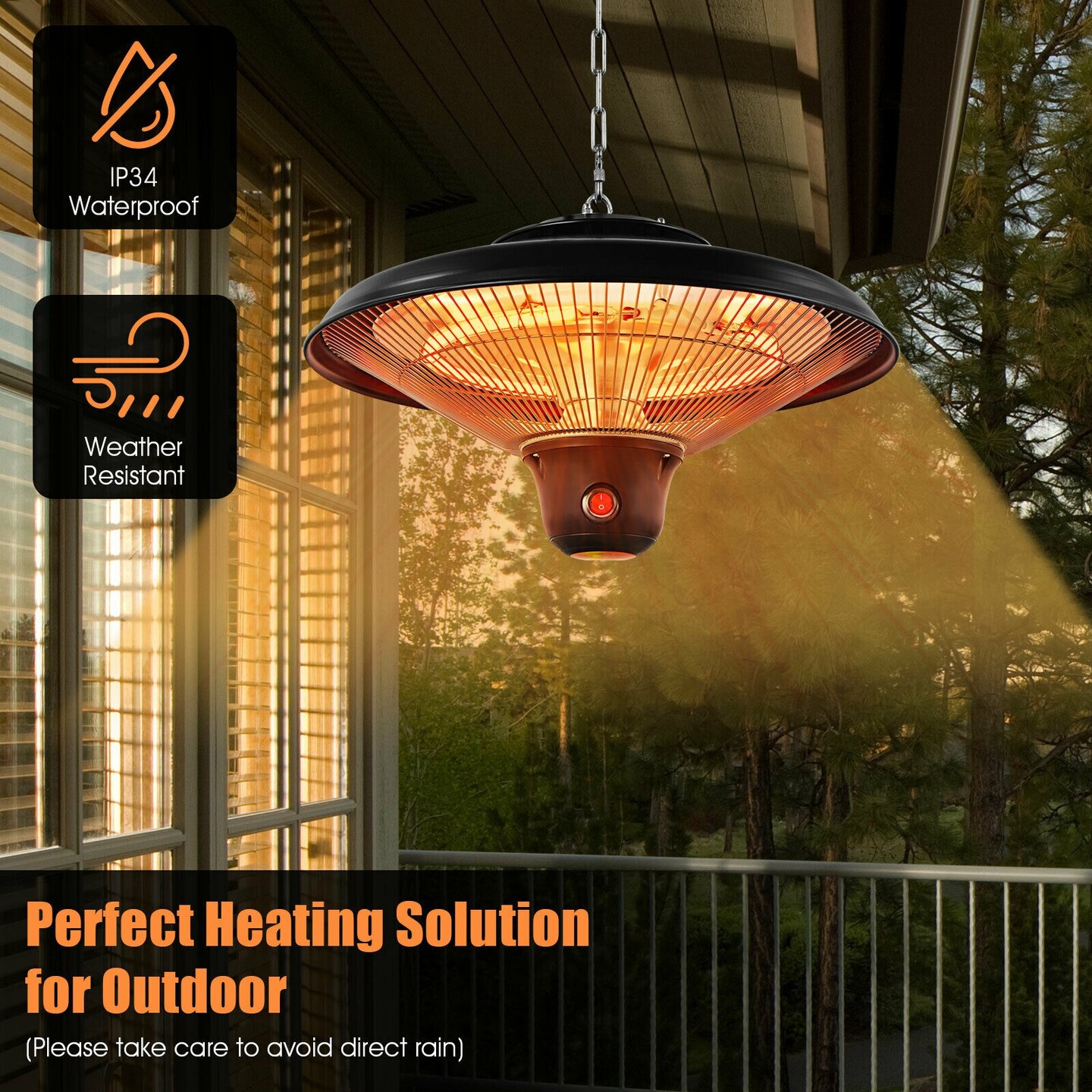 1500W Electric Hanging Ceiling Mounted Infrared Heater with Remote Control