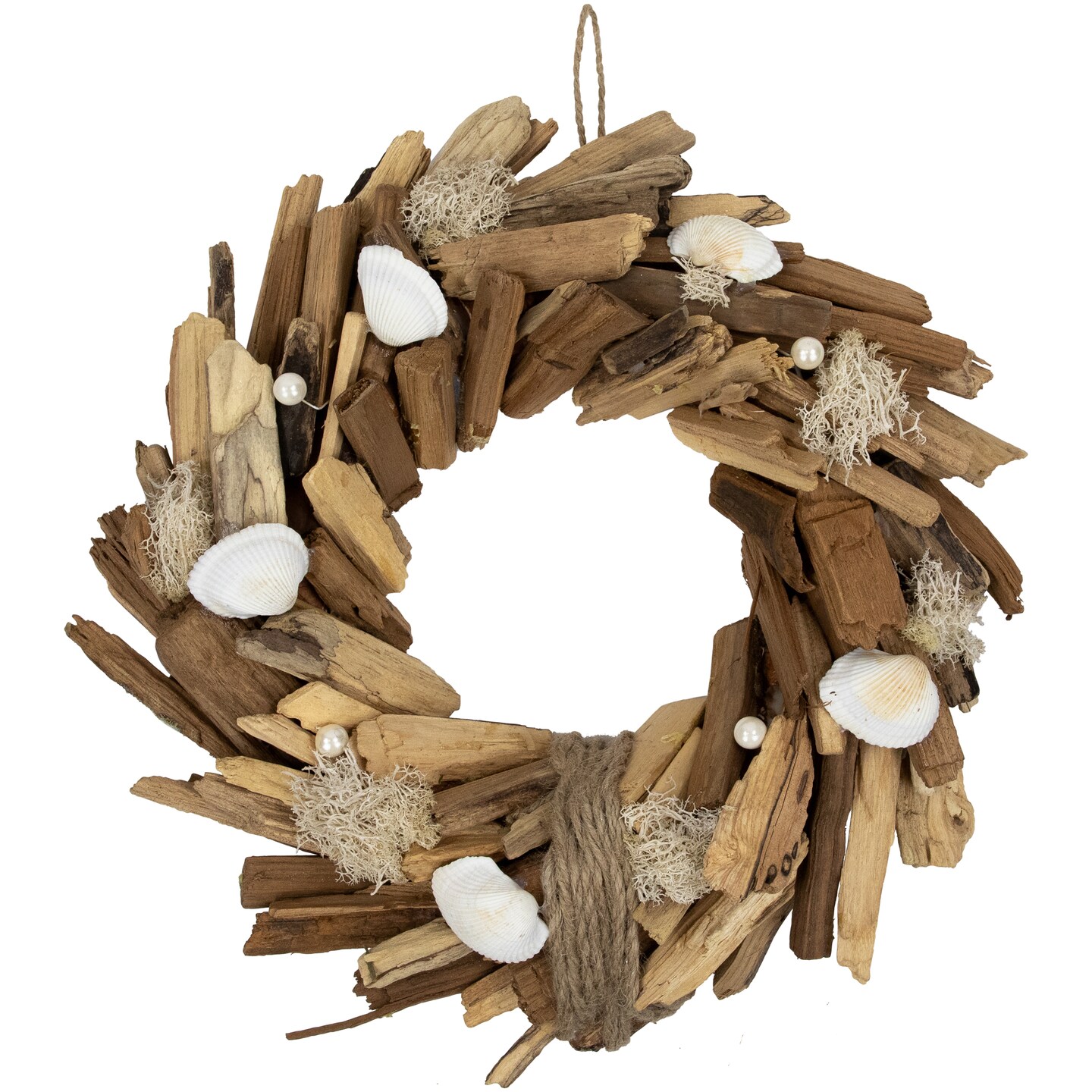 Northlight Natural Driftwood and Seashell Artificial Wreath - 14&#x22;