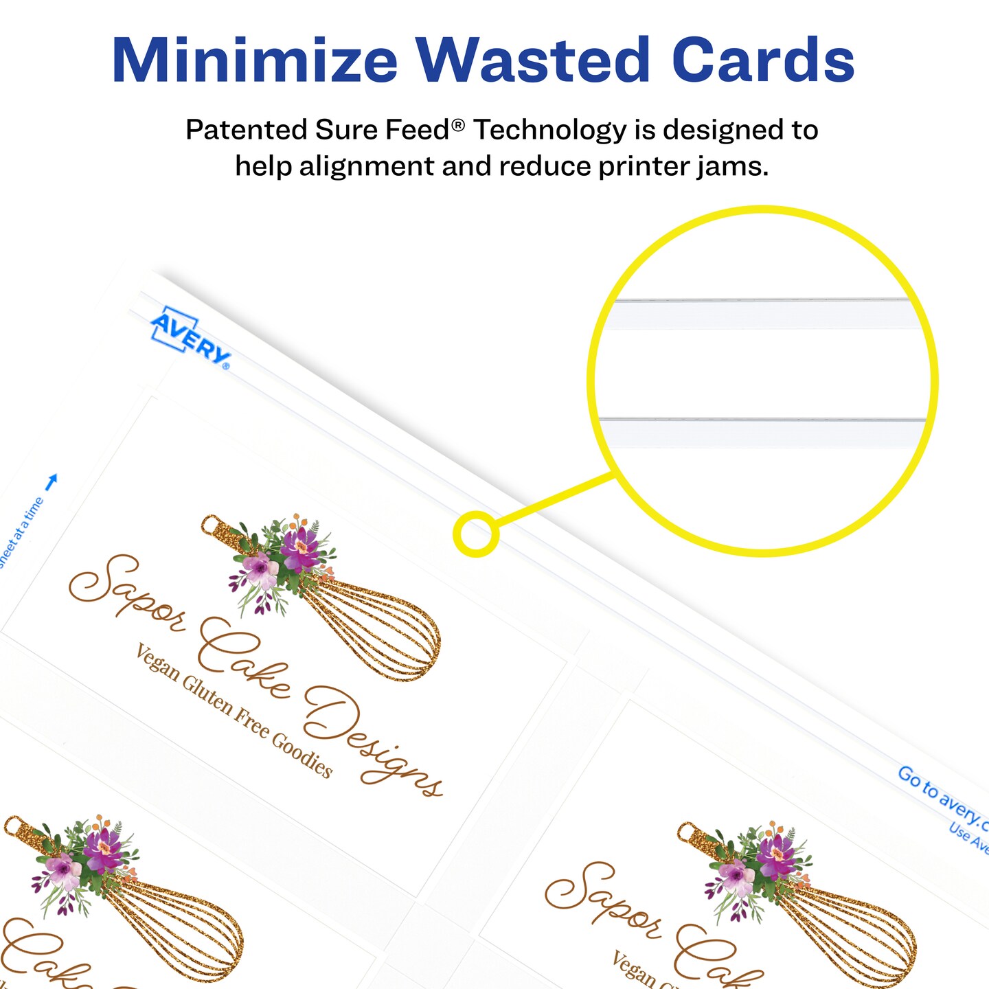 Avery Clean Edge Printable Business Cards with Sure Feed Technology, 2&#x22; x 3.5&#x22;, White, 200 Blank Cards for Laser Printers (5871)