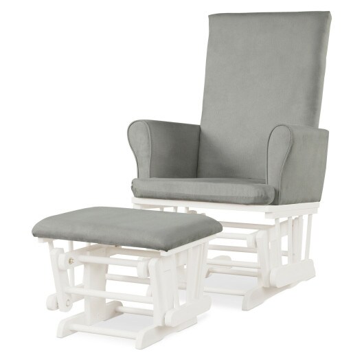 Baby Glider Rocking Chair and Ottoman Solid Wood Comfortable Upholstered Set