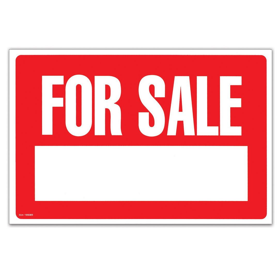 COSCO Sign, FOR SALE, 8&#x22; x 12&#x22;, Durable One-Sided Sign, White Sign with Red Imprint, 1 each