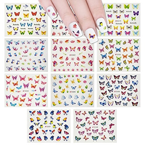 Wrapables Colorful Butterfly Nail Stickers 3D Butterfly Nail Art (330+ Nail Stickers/11 sheets)