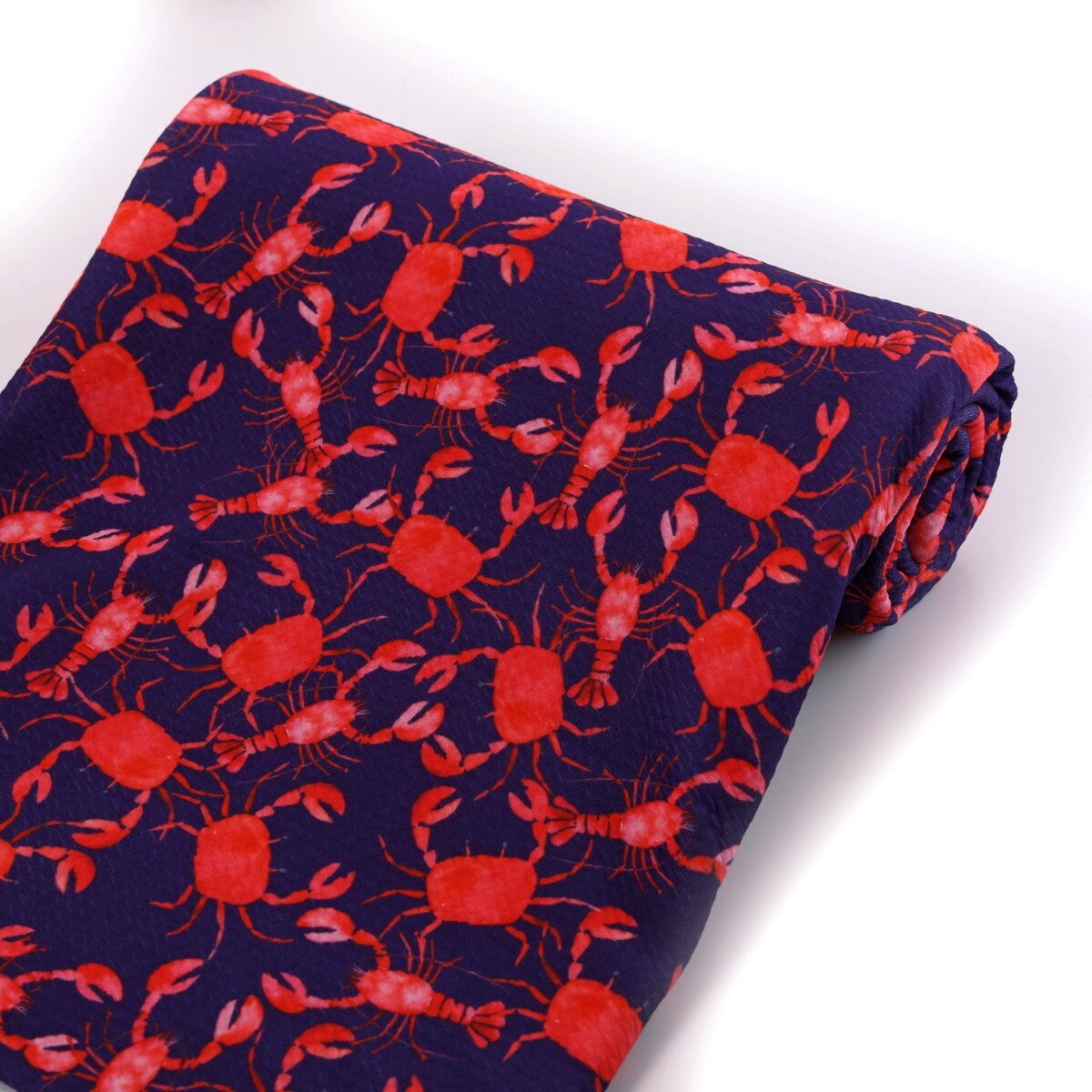 Red/Blue Nautical Lobsters Bullet Fabric 1 yard