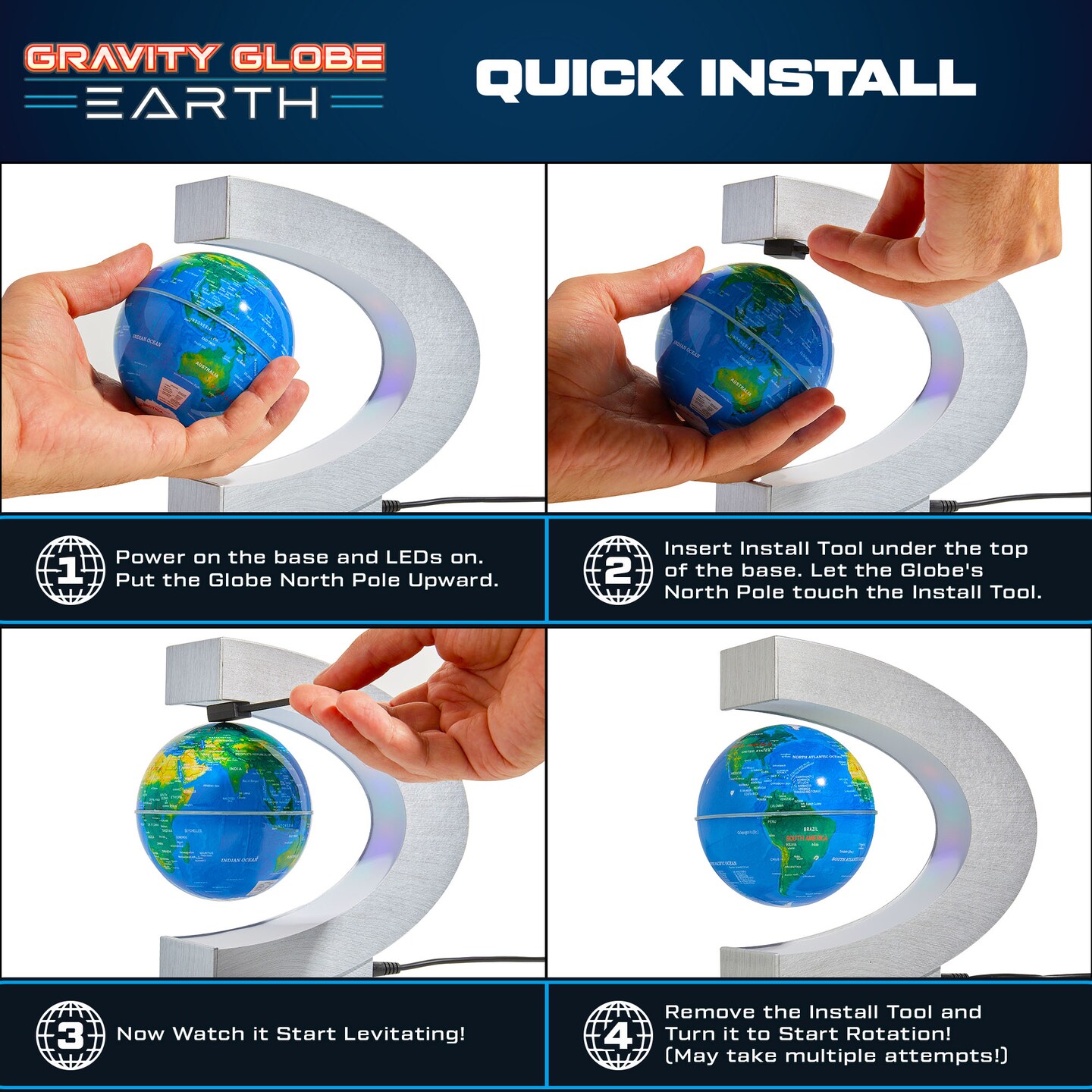 USA Toyz Gravity Globe Earth Ball and C Frame Set