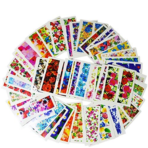 Wrapables Colorful Floral Water Nail Art Water Nail Decal (50 sheets)