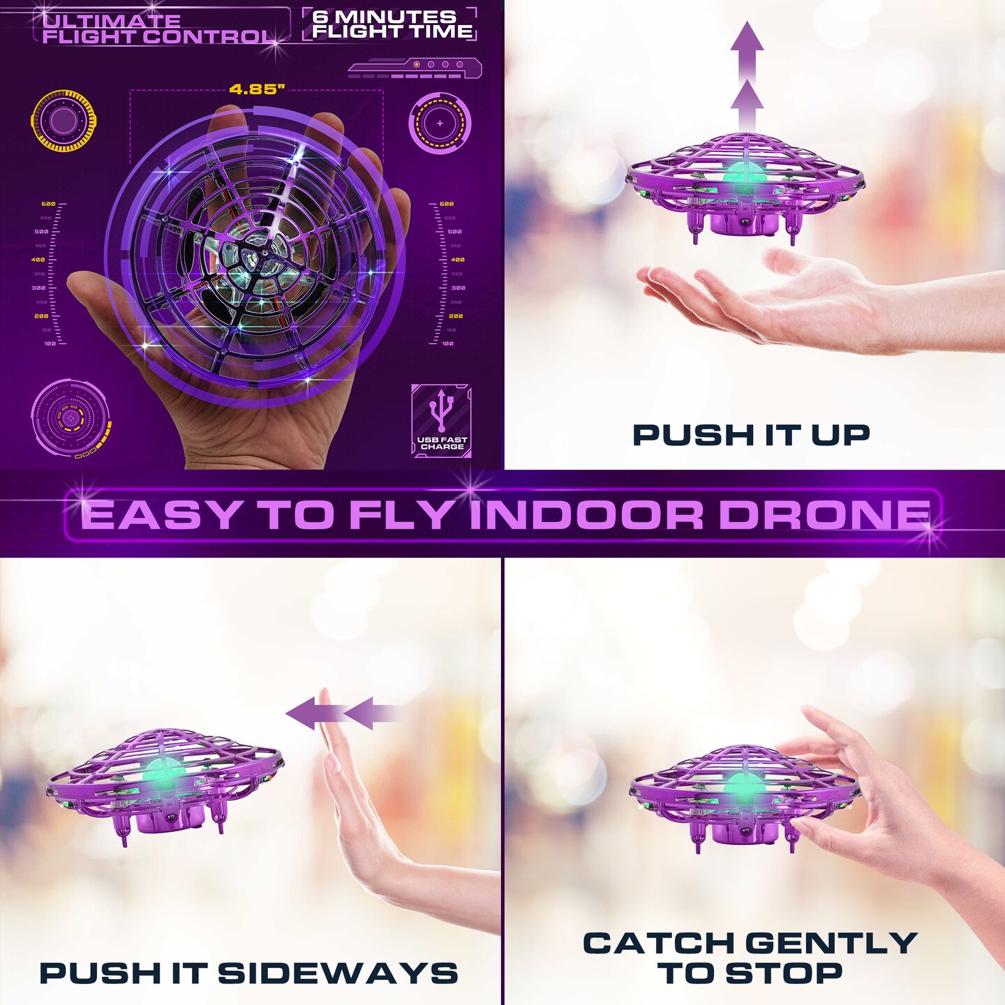 Force1 Scoot Skeet Drone Electronic Shooting Game For Kids and Adults- Purple/Green