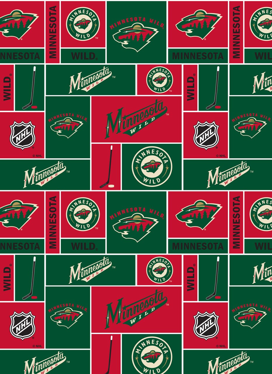 Sykel Enterprises NHL Team Fleece Blanket Fabric-Minnesota Wild Geometric Fleece Fabric