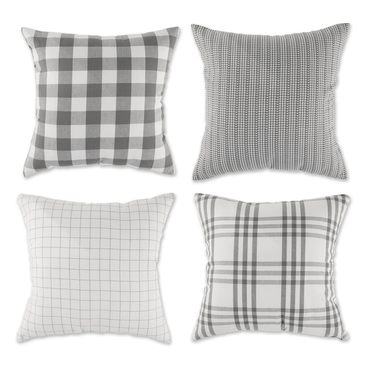 Contemporary Home Living Farmhouse Check Square Outdoor Patio Throw Pillow Covers - 18&#x22; - Set of 4