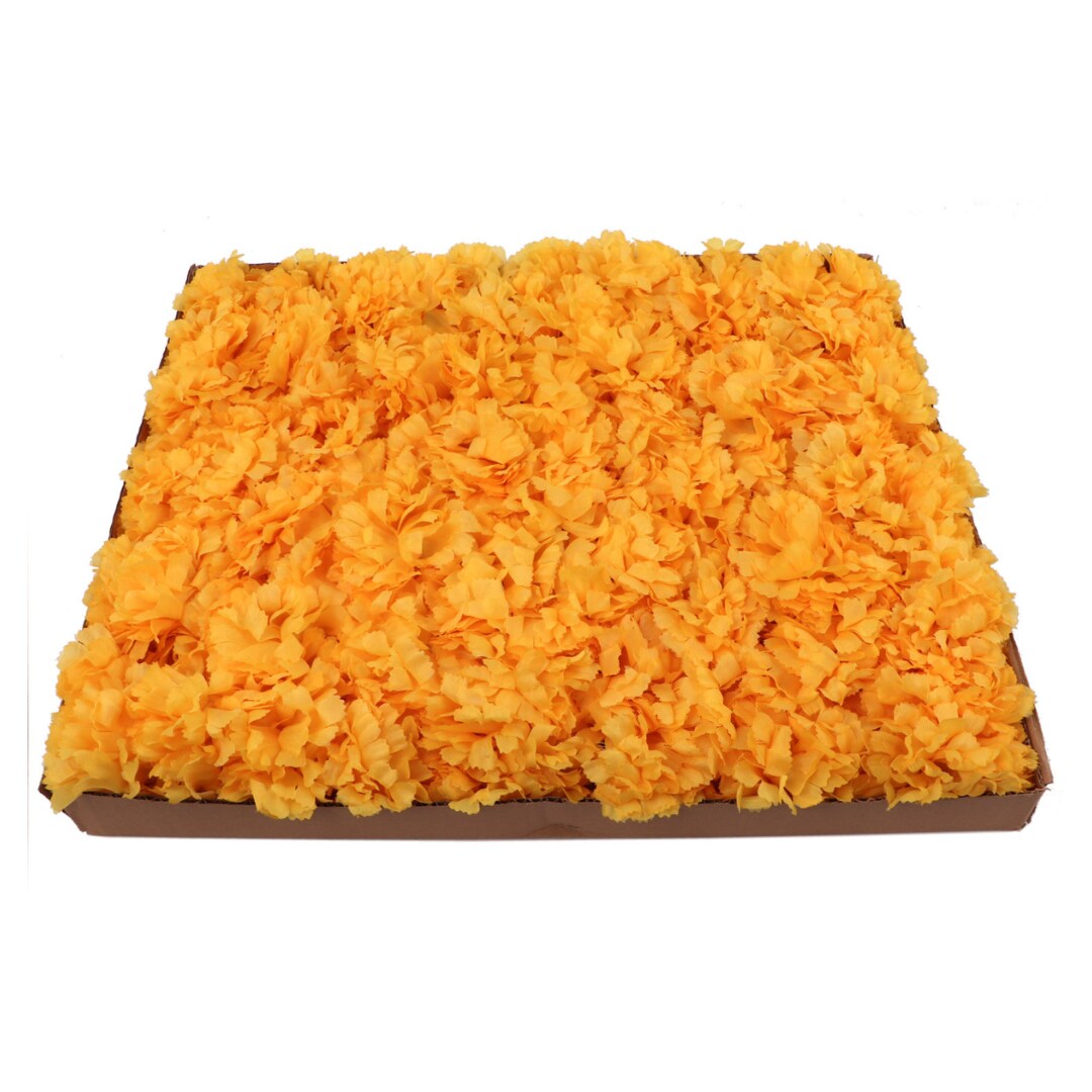 Box of 100: Lifelike Silk Carnation Flower Picks | 5&#x22; Long | 3.5&#x22; Wide | Gold Blooms | Arts &#x26; Crafts | Floral Picks | Parties &#x26; Events | Home &#x26; Office Decor, Floral Home by Artificial Flowers