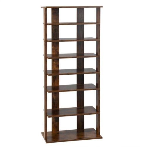 7-Tier Dual 14 Pair Shoe Rack Free Standing Concise Shelves Storage