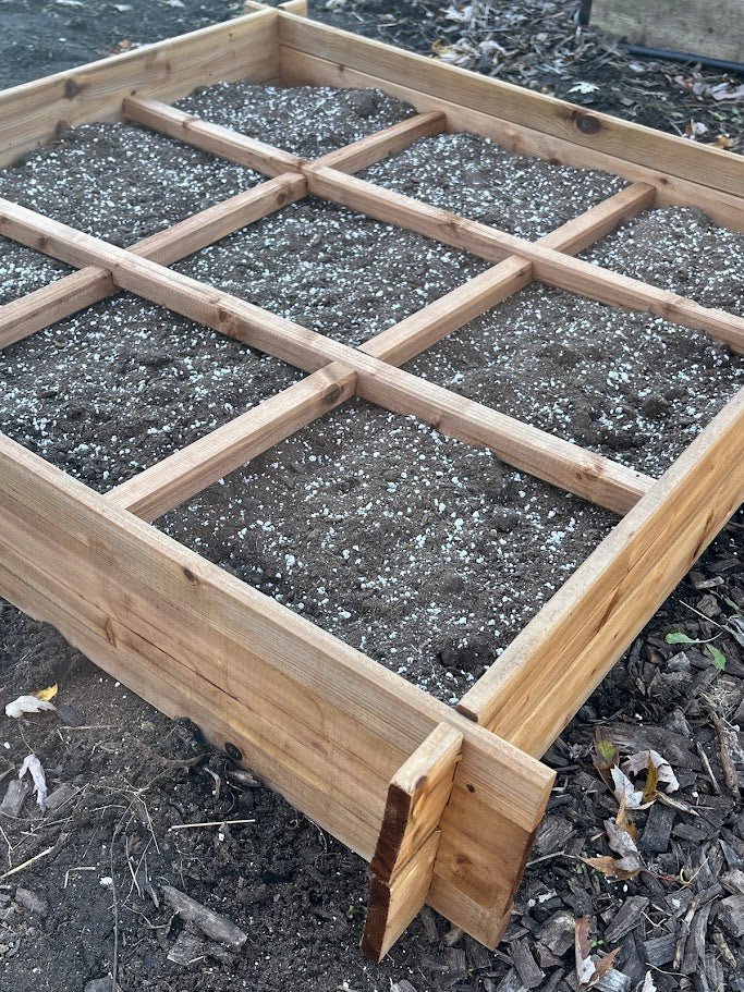 Wood Raised Garden Bed - with Grid