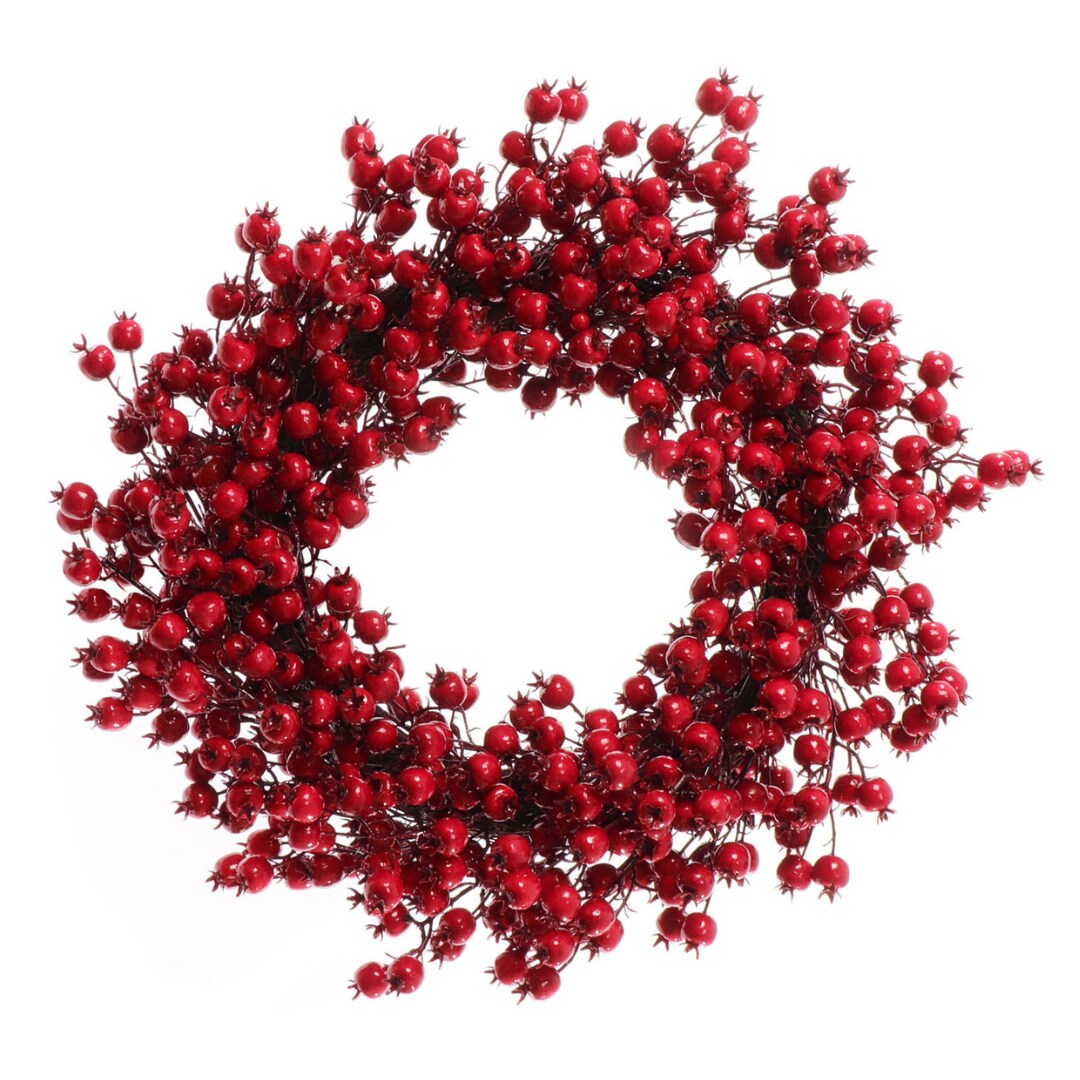 2-Pack: 22&#x22; Red Hawthorn Berry Wreath with Realistic Berries