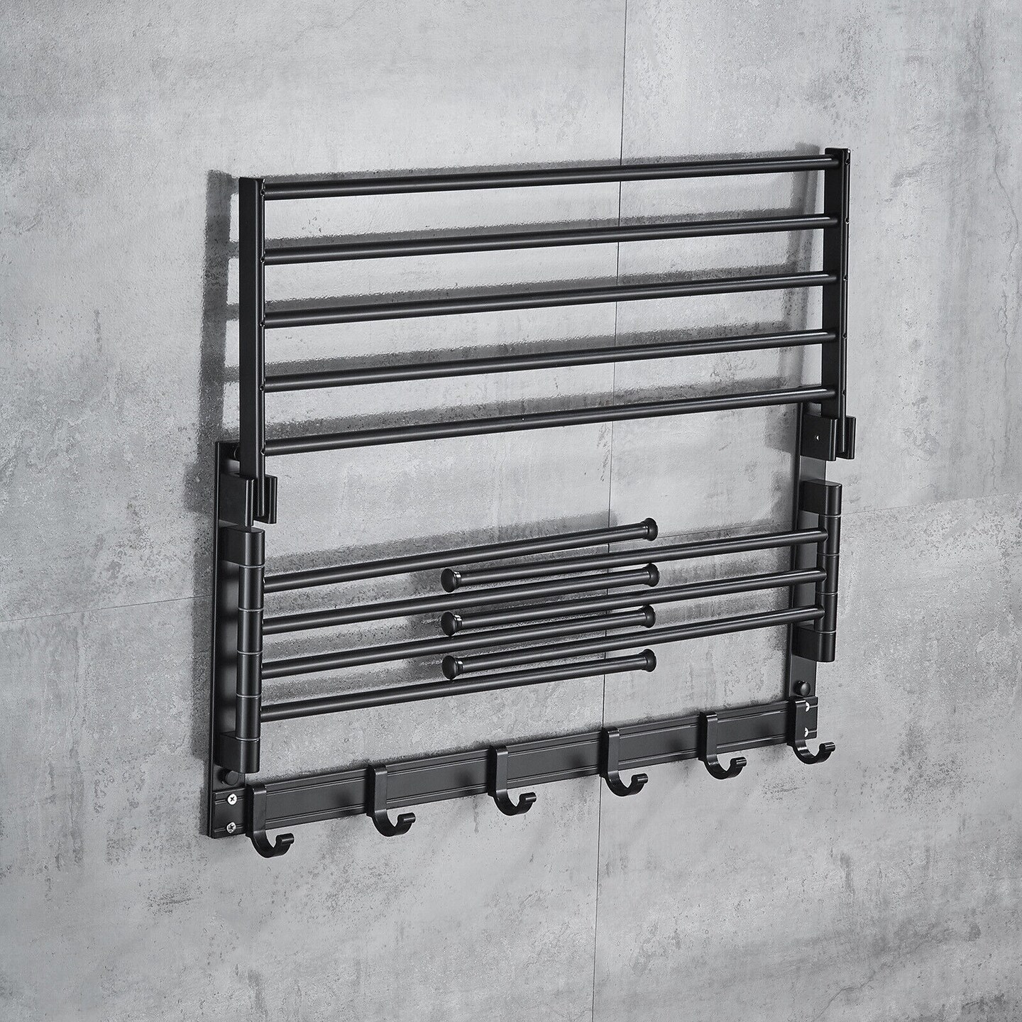 Kitcheniva Aluminum Towel Rack Rail With Movable Hook Swing Arm