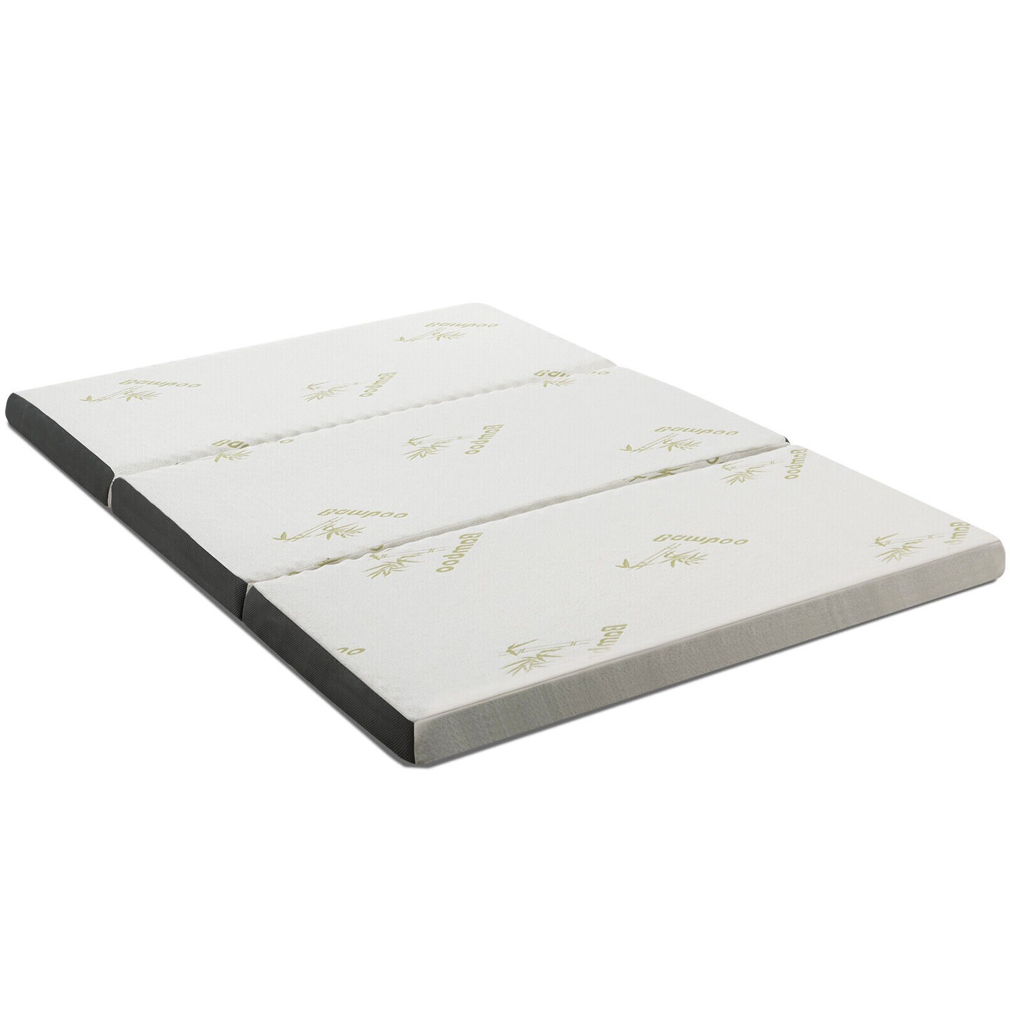 Queen 3 Inch Tri-fold Memory Foam Floor Mattress Topper Portable with Carrying Bag