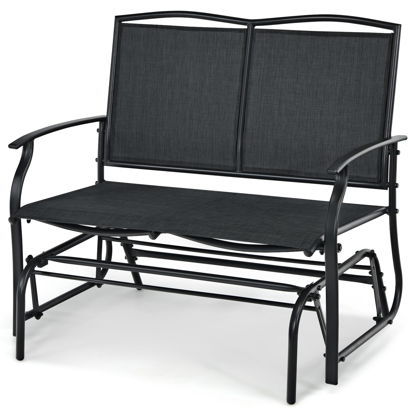 Garden Park Bench Steel Frame Seating with Armrests, Weather-Ready Build and Spacious Design for Outdoor Relaxation
