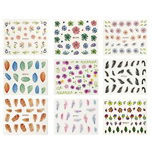Wrapables 50 Sheets Feathers & Flowers Nail Stickers Nail Art