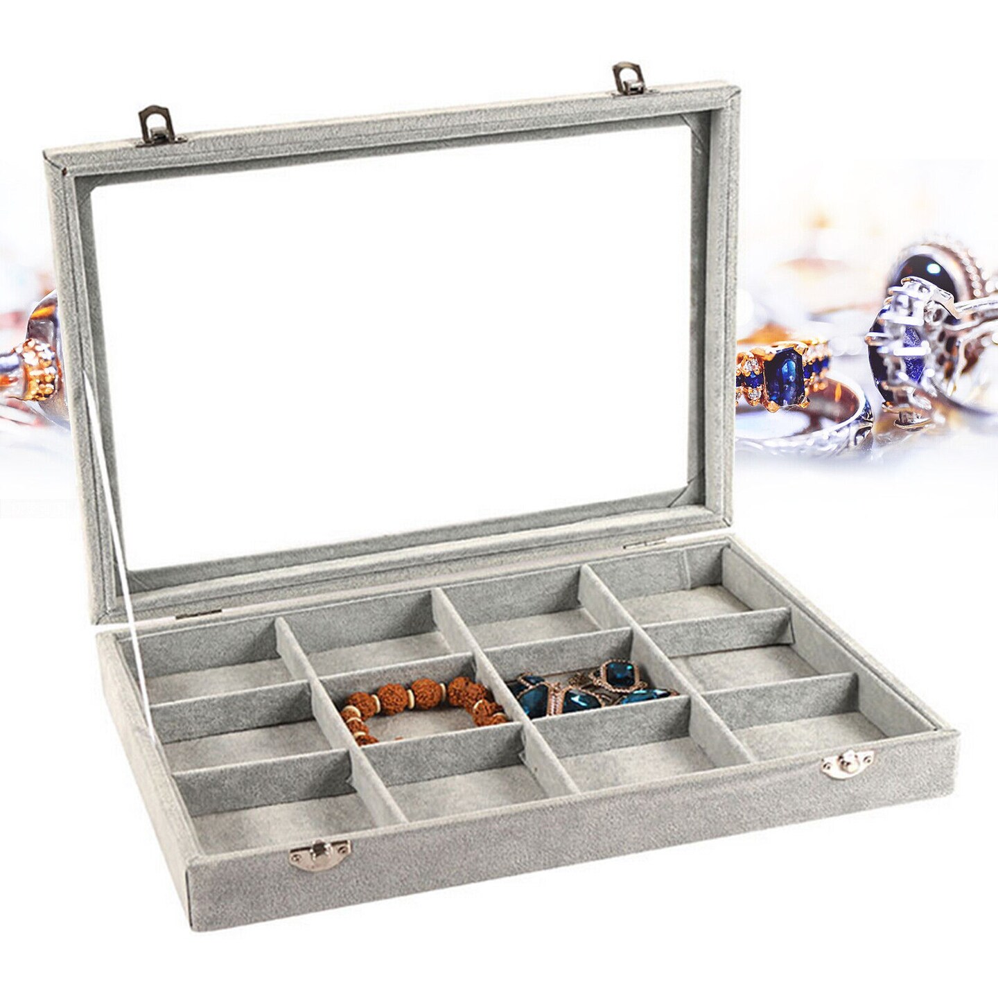 12 Grids Rectangular Jewelry Storage Box