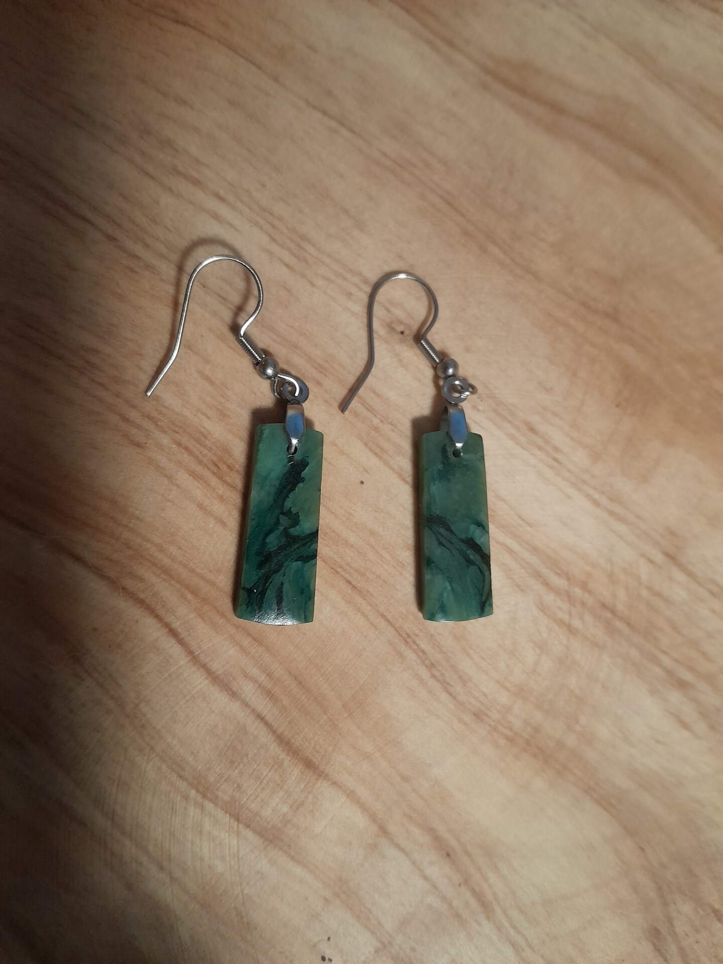 Dangle Earrings: African Jade Rectangle Cabochon Earrings