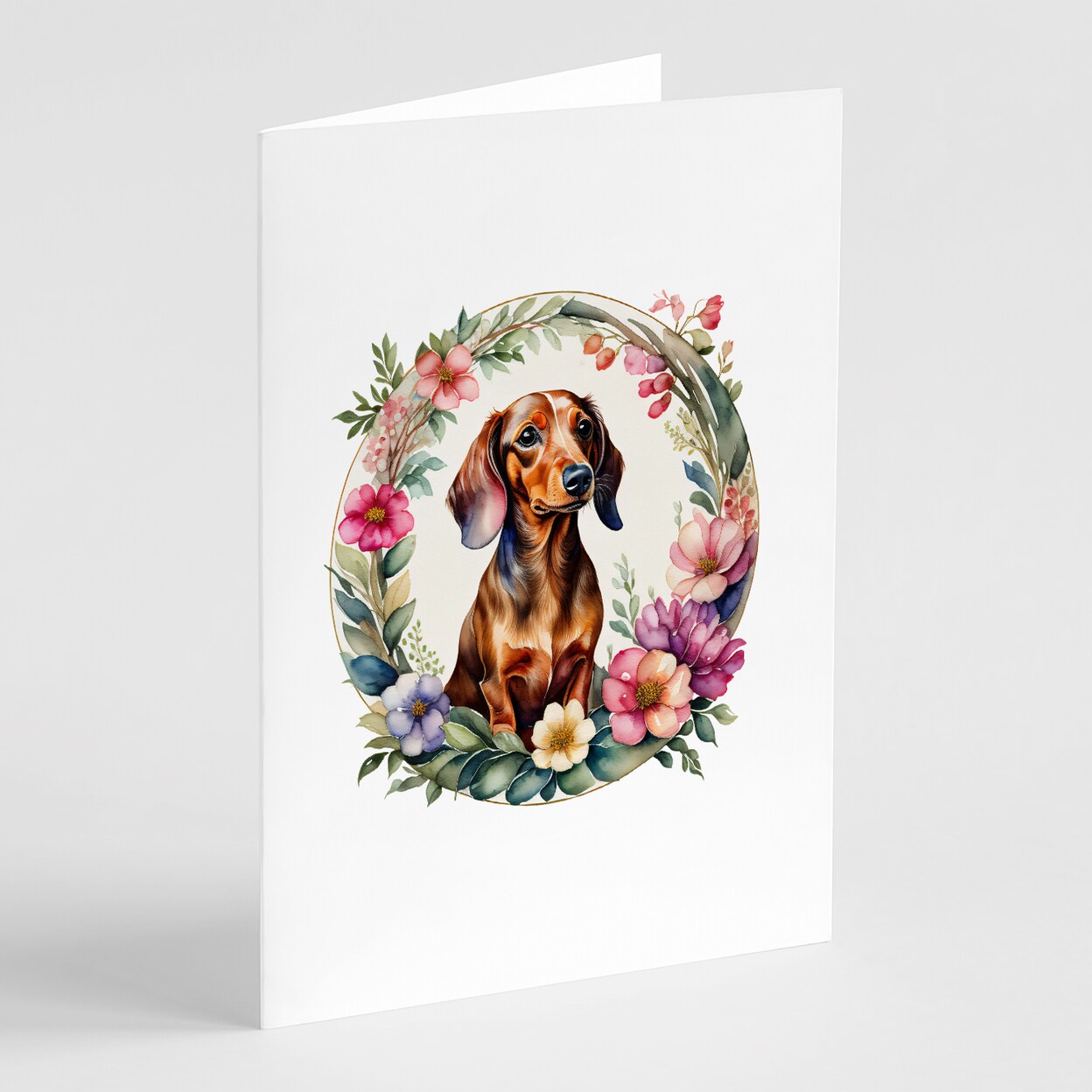 Caroline&#x27;s Treasures Dachshund and Flowers Greeting Cards and Envelopes Pack of 8