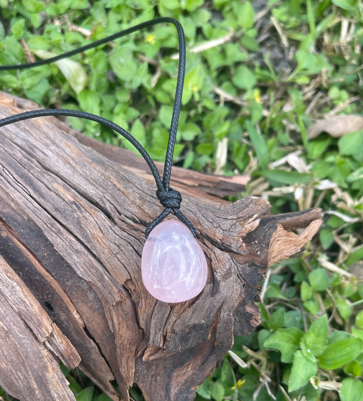 Raw Quartz Crystal Rock Crystal Pendant Necklace Pink Rose Quartz