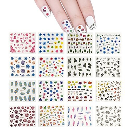 Wrapables Beauty, Feathers &#x26; Flowers Nail Art Nail Stickers 3d Nail Decals (50 sheets)