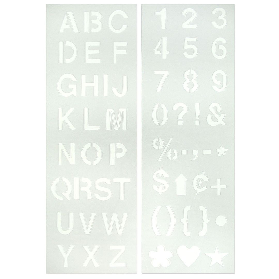 Creative Start Durable and Reusable Plastic Stencil Kit, Helvetica Font,  1-inch Characters and Numbers
