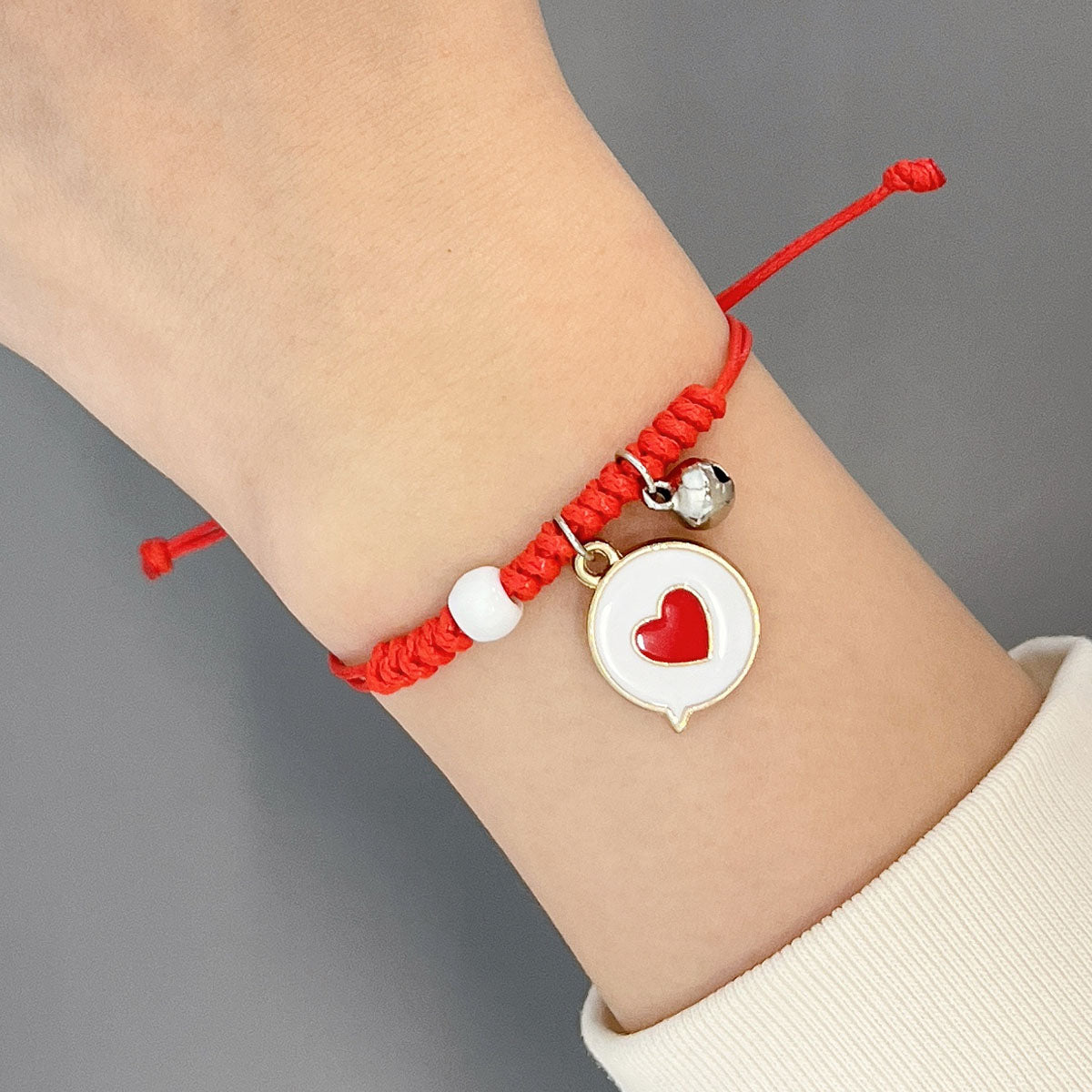Wrapables Friendship Beaded Enamel Charm Bracelet, Heart