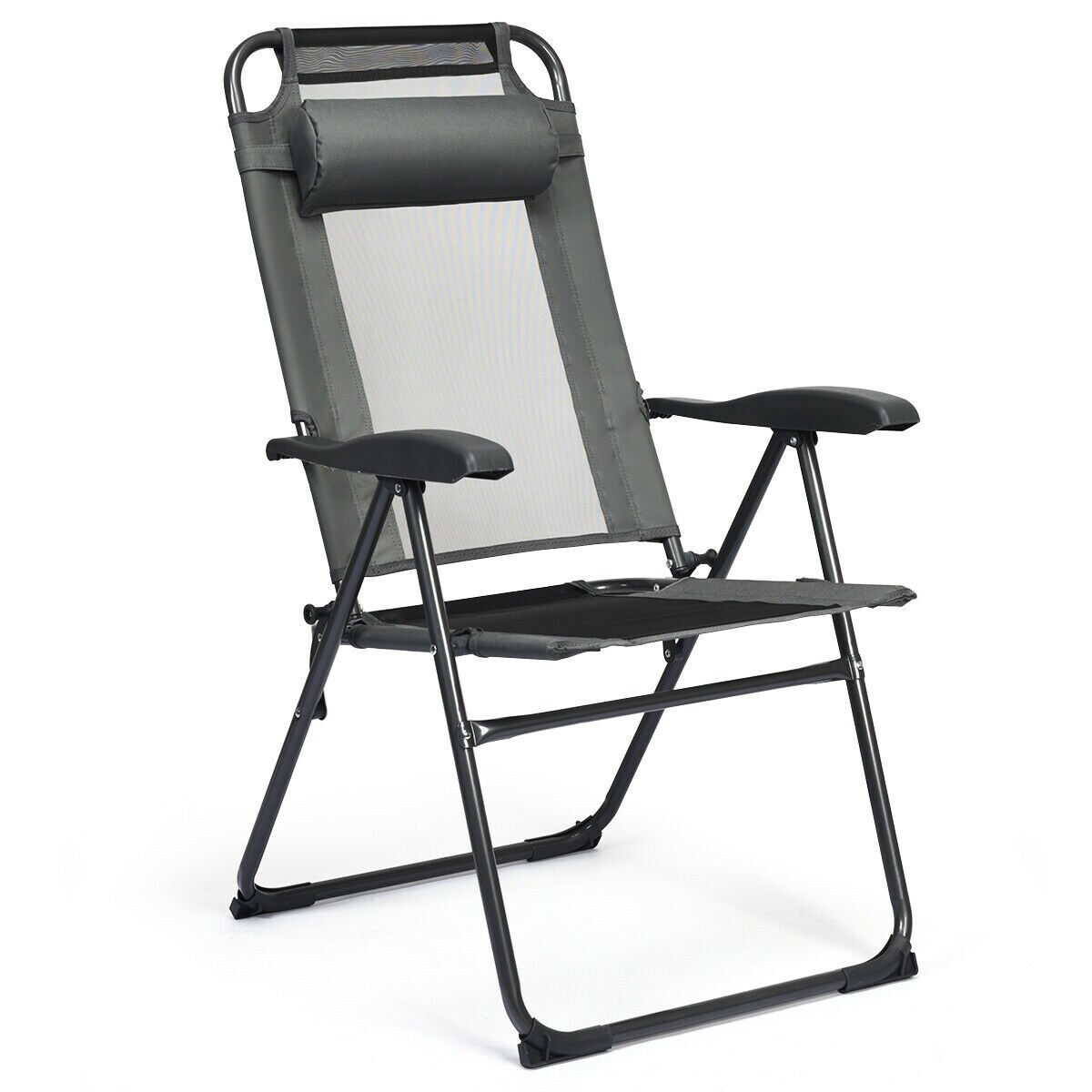 4 Pieces Patio Garden Adjustable Reclining Folding Chairs with Headrest