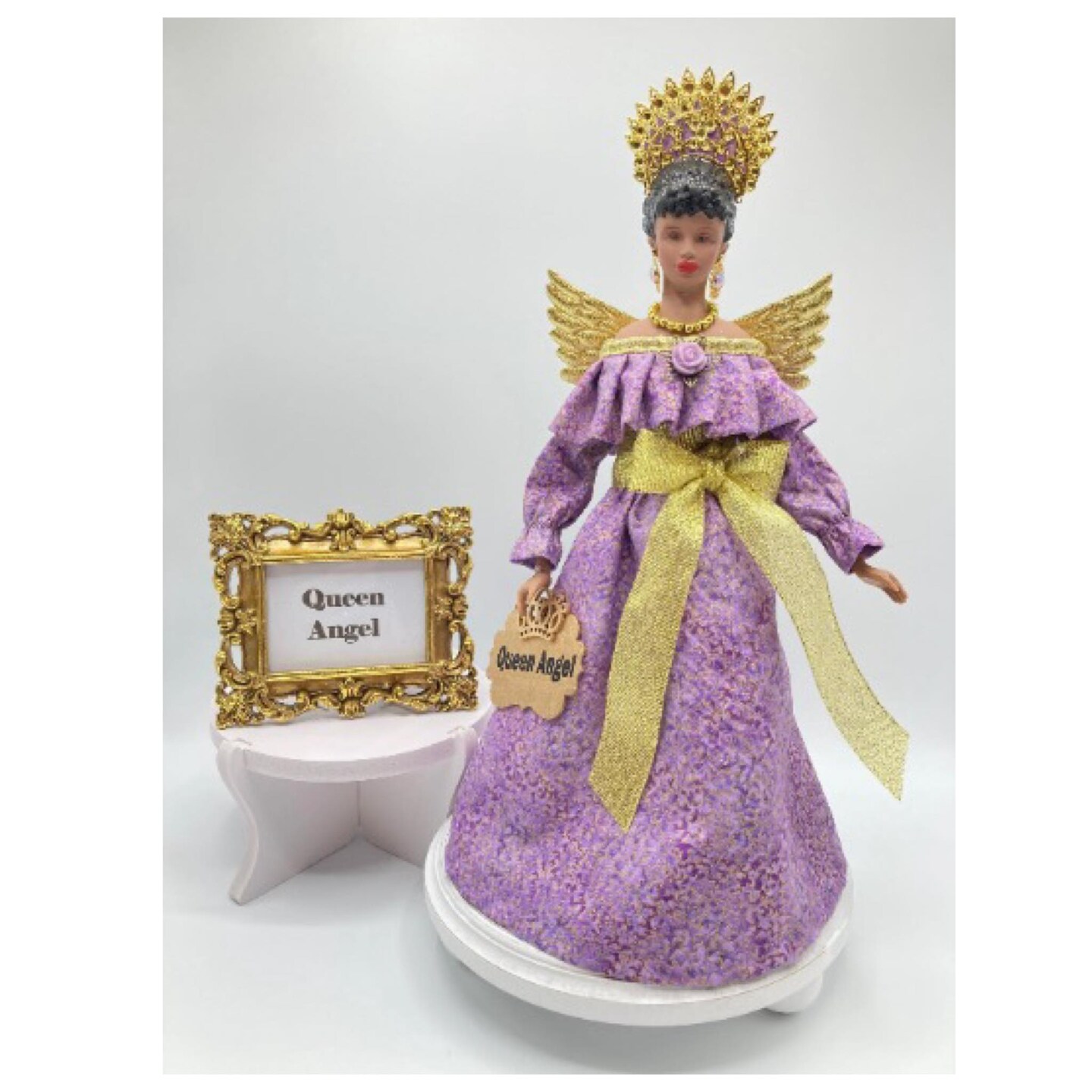 African American Christmas Angel Tree Topper - Lavender and Gold |  MakerPlace by Michaels
