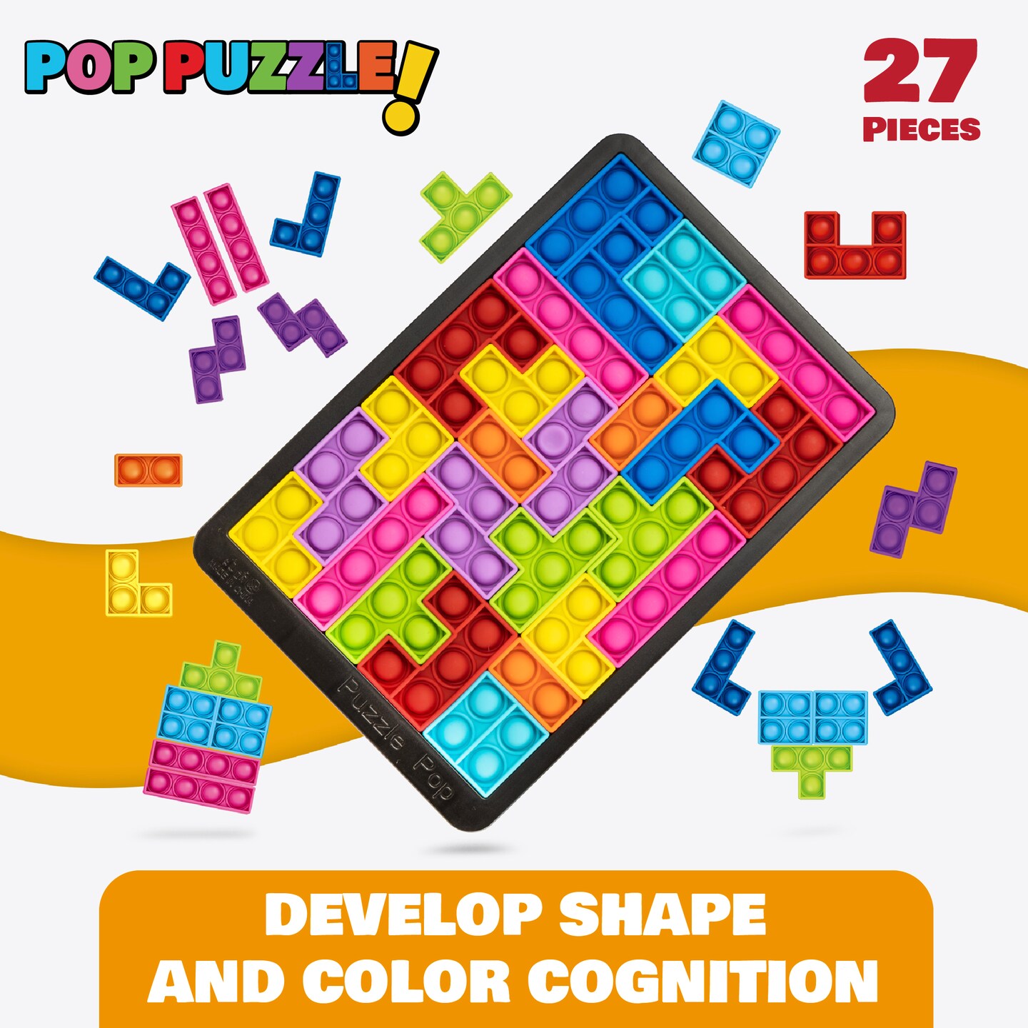 Power Your Fun Pop Puzzle Popper Fidget Game - Black